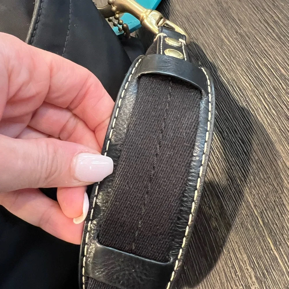 Y2K Coach Hampton Black Hobo Shoulder Bag with Teal Lining